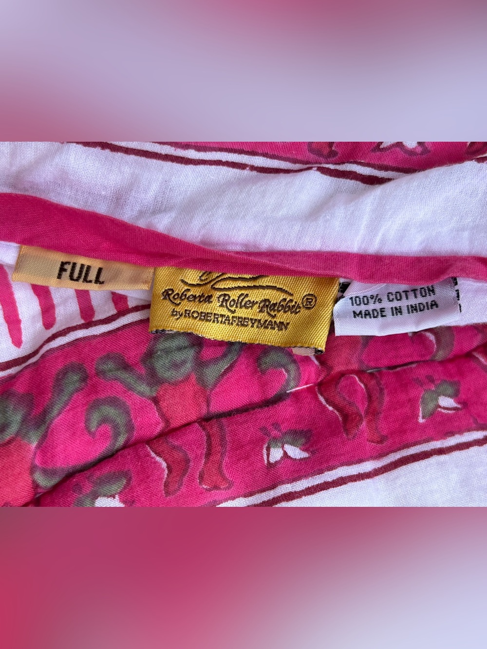 Roberta Roller Rabbit Pink Monkey & Stripe Block Print Cotton Quilt - Full Size - Picture 4 of 14